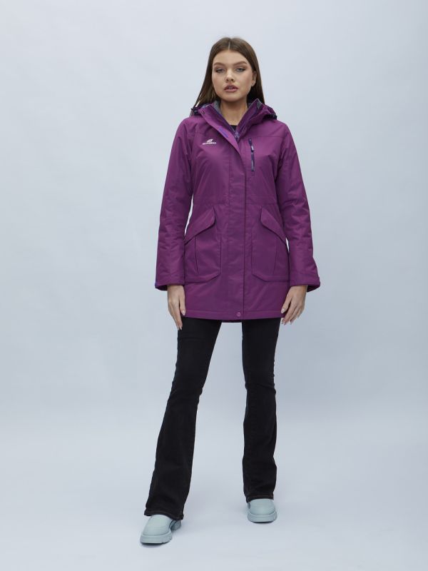 Purple hooded parka for women 551996F